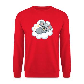 Dreamy Koala on Pacifier Cloud - Unisex Sweatshirt - red - Front - Alina (178cm) & Michal (187cm)