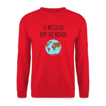 Meilleur Papy Globe - Sweat-shirt Unisexe - rouge - Devant - Alina (178cm) & Michal (187cm)