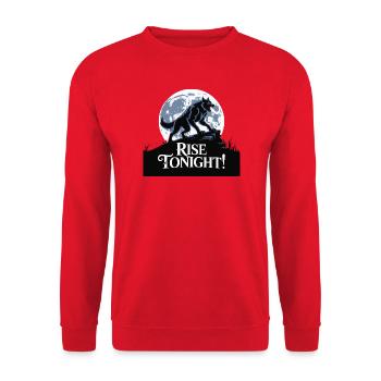 Lone Wolf Rise Tonight Mondgrafik - Unisex Pullover - Rot - Vorne - Alina (178cm) & Michal (187cm)