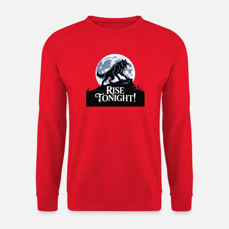 Lone Wolf Rise Tonight Moon Graphic - Unisex Sweatshirt - red