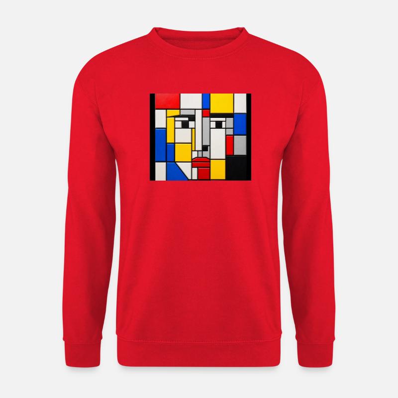 Mondrian-Gesichtsmosaik - Unisex Pullover - Rot