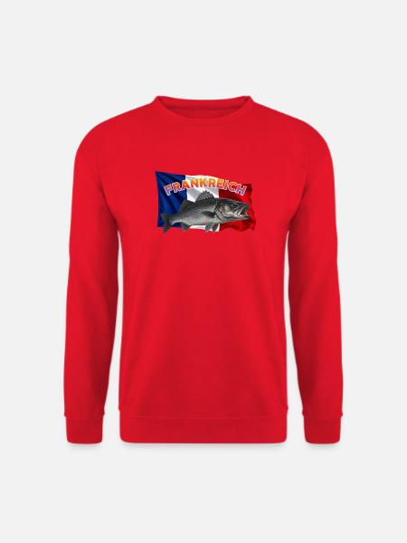 Wolfsbarsch Angeln Frankreich - Unisex Pullover - Rot
