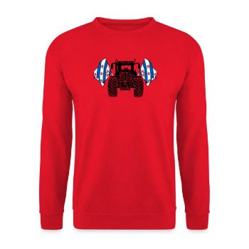 Friesland_Tractor_Pride - Unisex Pullover - Rot - Vorne - Alina (178cm) & Michal (187cm)