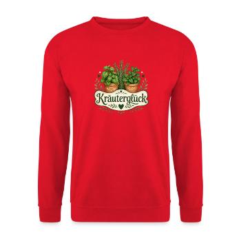 Kräuterglück - Unisex Pullover - Rot - Vorne - Alina (178cm) & Michal (187cm)