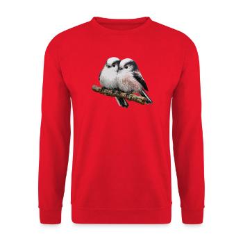 Duo Long-tailed on Branch - Soft Pastel - Unisex Sweatshirt - red - Front - Alina (178cm) & Michal (187cm)