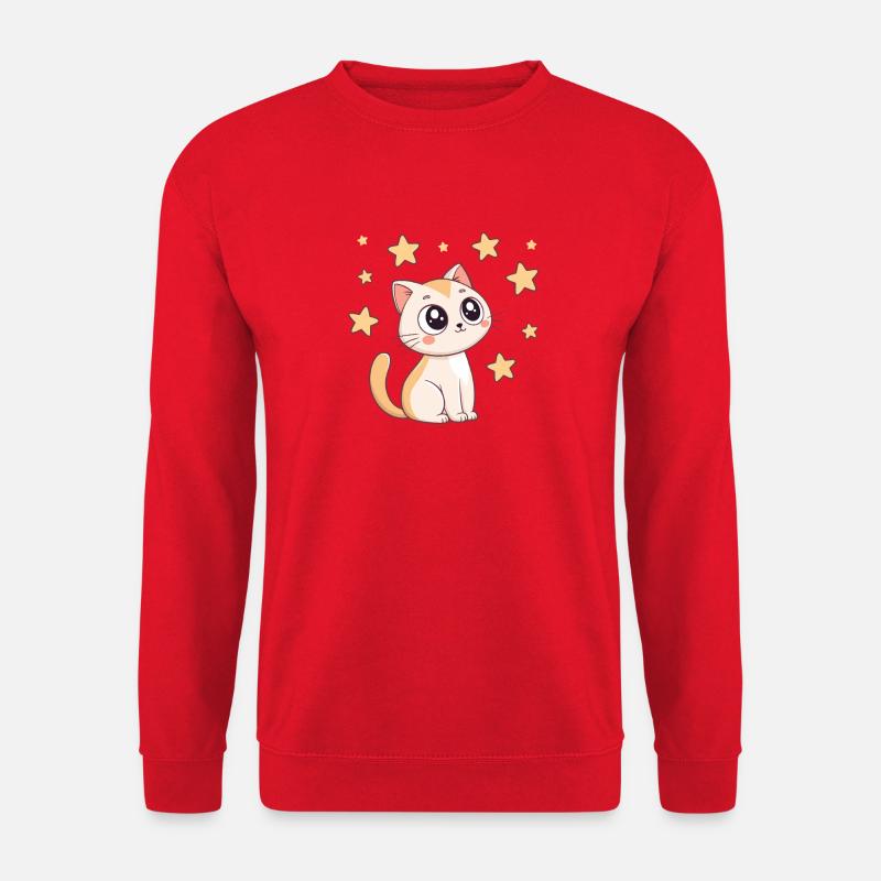 Kawaii Star Cat - Unisex Sweatshirt - red