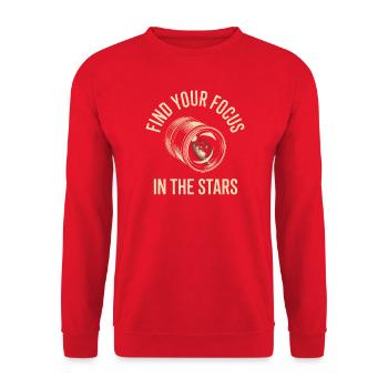 Finde deinen Fokus in den Sternen - Unisex Pullover - Rot - Vorne - Alina (178cm) & Michal (187cm)