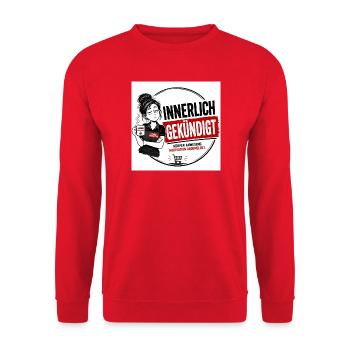 „Innerlich Gekündigt“ – das perfekte T-Shirt  - Unisex Pullover - Rot - Vorne - Alina (178cm) & Michal (187cm)