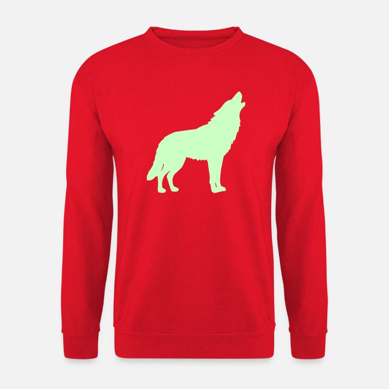 Silhouette de loup vert néon - Sweat-shirt Unisexe - rouge