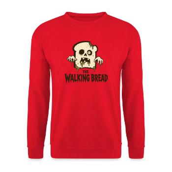 The Walking Bread Zombie Bread Motif - Unisex Sweatshirt - red - Front - Alina (178cm) & Michal (187cm)