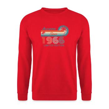 T-Shirt 60 Ans 1966 Nature Botanique - Sweat-shirt Unisexe - rouge - Devant - Alina (178cm) & Michal (187cm)