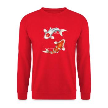 Tancho & Kohaku – Poisson chanceux de carpe koï - Sweat-shirt Unisexe - rouge - Devant - Alina (178cm) & Michal (187cm)