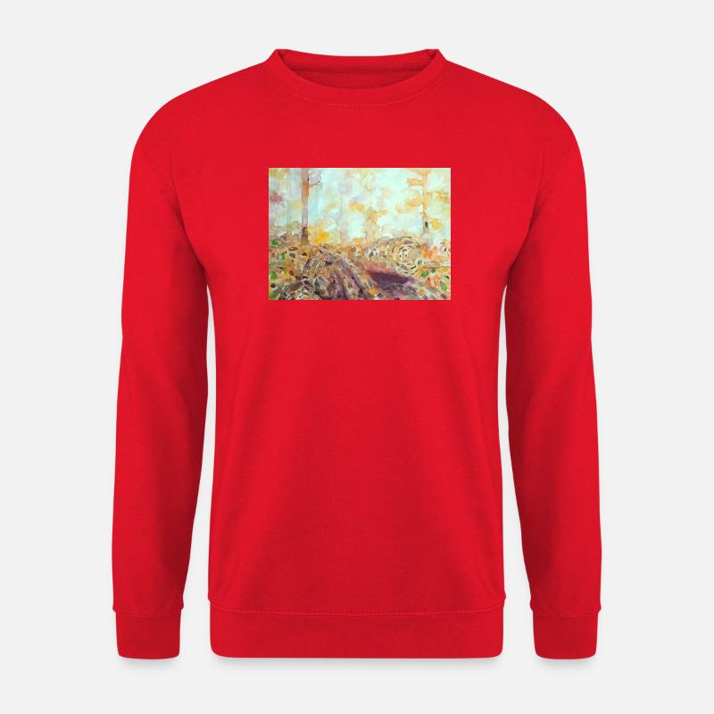 Wald-Aquarelllandschaft im Herbst - Unisex Pullover - Rot