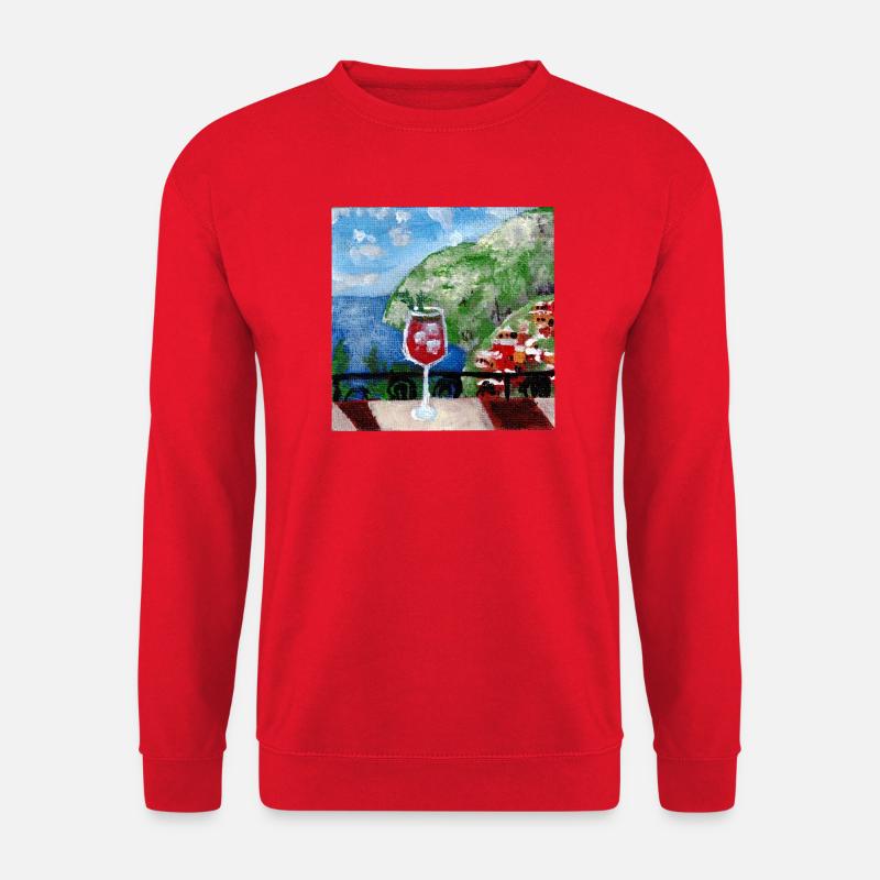 Meerblick_Ölgemälde_mit_cocktail - Unisex Sweatshirt - red