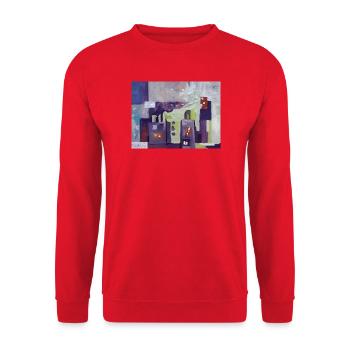City in Muted Colors - Unisex Sweatshirt - red - Front - Alina (178cm) & Michal (187cm)