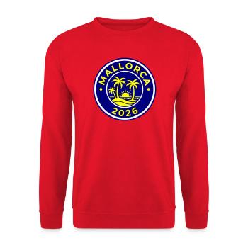 Palmiers de Majorque 2026 - Sweat-shirt Unisexe - rouge - Devant - Alina (178cm) & Michal (187cm)