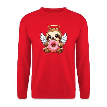 Mignons paresseux avec des ailes auréole d’ange - Sweat-shirt Unisexe - rouge - Devant - Alina (178cm) & Michal (187cm)