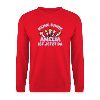 Spruch Amelia - Unisex Pullover - Rot - Vorne - Alina (178cm) & Michal (187cm)
