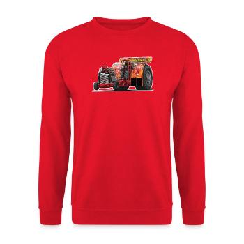 Tractor Pulling // Illustration - Unisex Pullover - Rot - Vorne - Alina (178cm) & Michal (187cm)