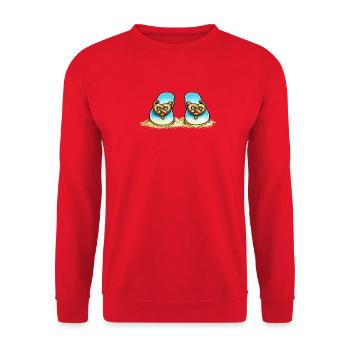 Blue Pretzel Bow Beach Flip Flops - Unisex Sweatshirt - red - Front - Alina (178cm) & Michal (187cm)