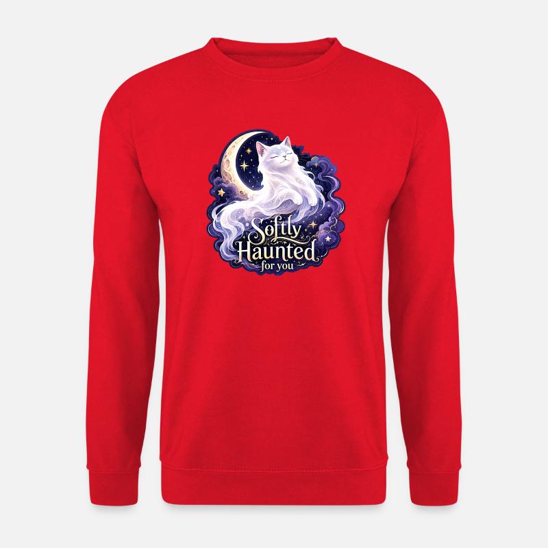 Sanft verfluchte weiße Mondkatze Gothic Celestial - Unisex Pullover - Rot