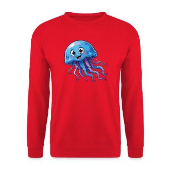 Dessin animé de la méduse bleue - Sweat-shirt Unisexe - rouge - Devant - Alina (178cm) & Michal (187cm)