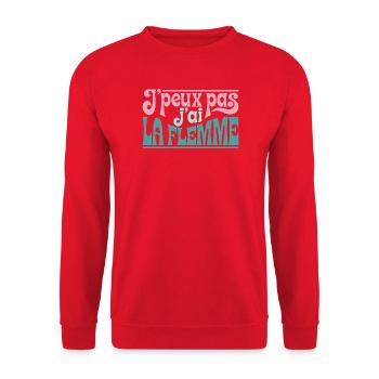 J'peux pas j'ai la flemme - Sweat-shirt Unisexe - rouge - Devant - Alina (178cm) & Michal (187cm)