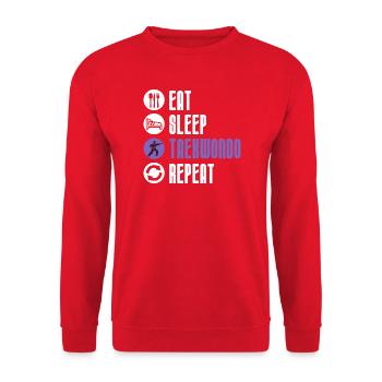 Eat Sleep Taekwondo Repeat Funny Martial Arts - Unisex Sweatshirt - red - Front - Alina (178cm) & Michal (187cm)