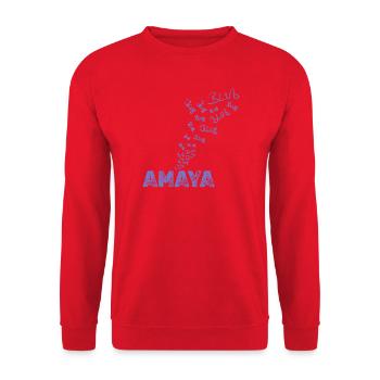 Geschenk für Amaya - Unisex Pullover - Rot - Vorne - Alina (178cm) & Michal (187cm)