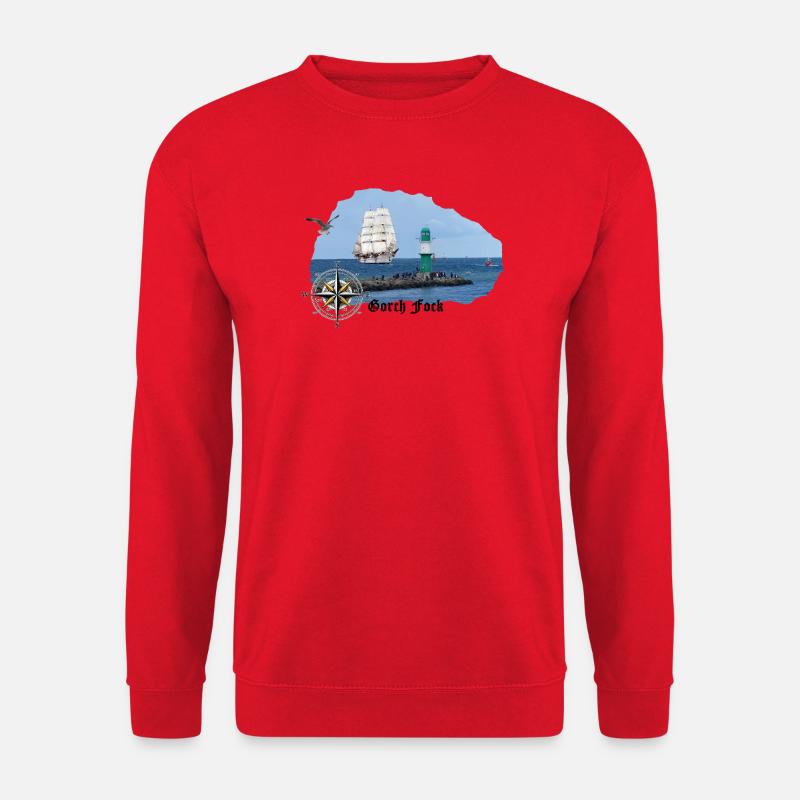 Segler & Leuchtturm an der Nordsee - Unisex Pullover - Rot