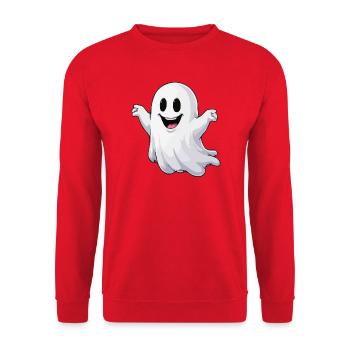 Cheerful Cartoon Ghost - Unisex Sweatshirt - red - Front - Alina (178cm) & Michal (187cm)