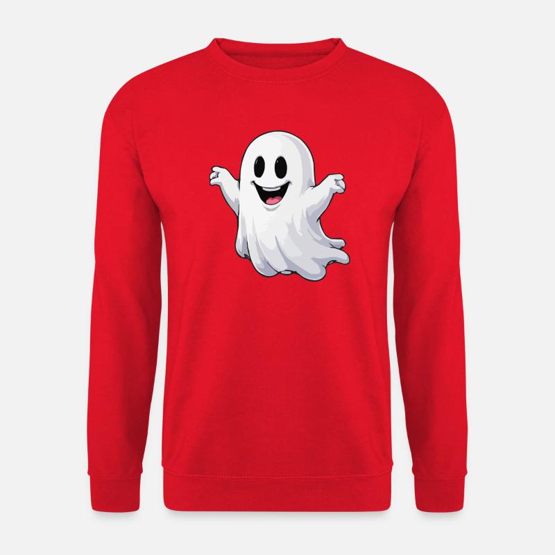 Cheerful Cartoon Ghost - Unisex Sweatshirt - red