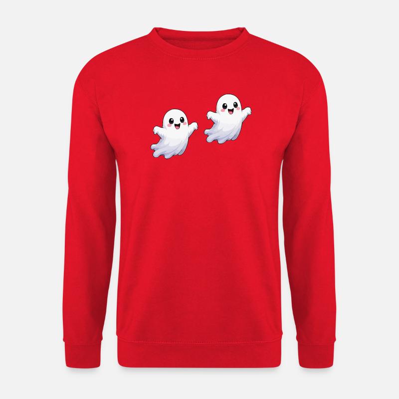 Kawaii Ghost Joy Print - Unisex Sweatshirt - red