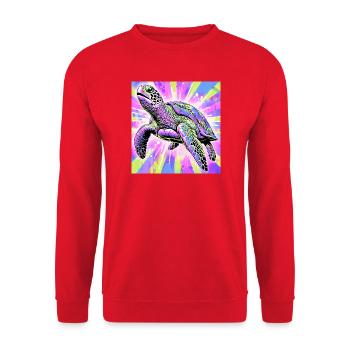 Schildkröte - Unisex Pullover - Rot - Vorne - Alina (178cm) & Michal (187cm)