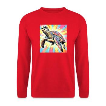 Schildkröte - Unisex Pullover - Rot - Vorne - Alina (178cm) & Michal (187cm)
