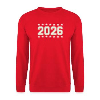 2026 Retro Block Font with Stars - Unisex Sweatshirt - red - Front - Alina (178cm) & Michal (187cm)