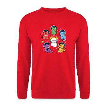 Pride Month LGBTQ - Rainbow Space Cats - Unisex Sweatshirt - red - Front - Alina (178cm) & Michal (187cm)