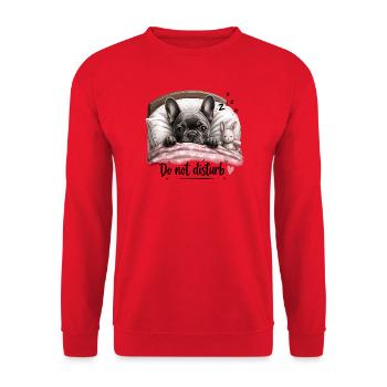  Do Not Disturb Französische Bulldogge Im Bett Mit - Unisex Pullover - Rot - Vorne - Alina (178cm) & Michal (187cm)