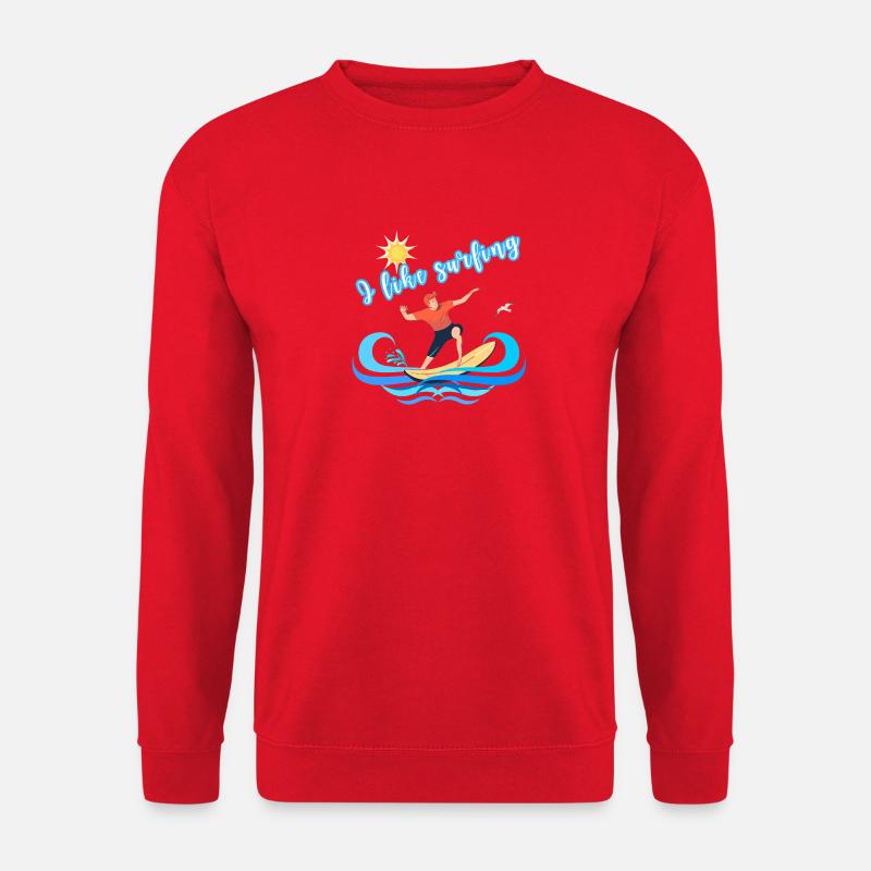 J’aime le surf – Design de plage d’été - Sweat-shirt Unisexe - rouge