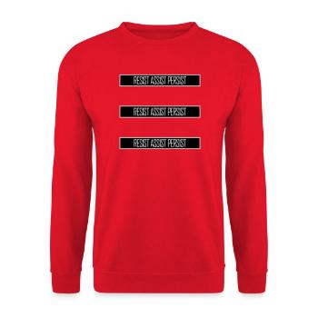 Resist Assist Persist Aktivismus Motivation Logo - Unisex Pullover - Rot - Vorne - Alina (178cm) & Michal (187cm)