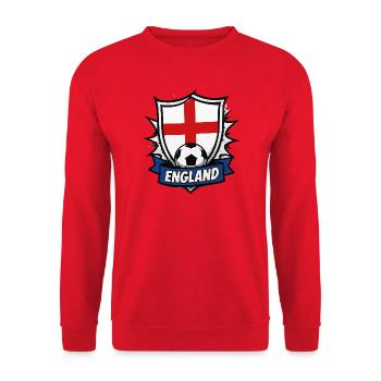 England Shield Flagge und Ball - Unisex Pullover - Rot - Vorne - Alina (178cm) & Michal (187cm)