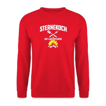 Sternenkoch am Lagerfeuer - Unisex Pullover - Rot - Vorne - Alina (178cm) & Michal (187cm)
