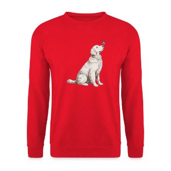 Golden Retriever Butterfly Motif - Unisex Sweatshirt - red - Front - Alina (178cm) & Michal (187cm)