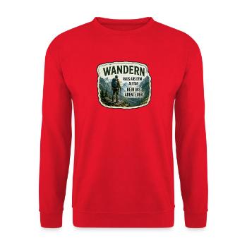 Wandern – Raus aus dem Alltag - Unisex Pullover - Rot - Vorne - Alina (178cm) & Michal (187cm)