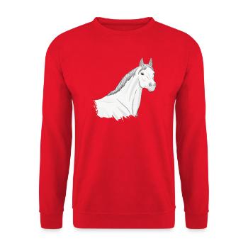 The Head of a Light Grey Abbayan Horse - Unisex Sweatshirt - red - Front - Alina (178cm) & Michal (187cm)