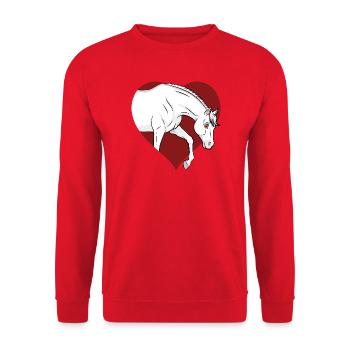 Un dessin manga d'un cheval Abbayan et un coeur - Sweat-shirt Unisexe - rouge - Devant - Alina (178cm) & Michal (187cm)