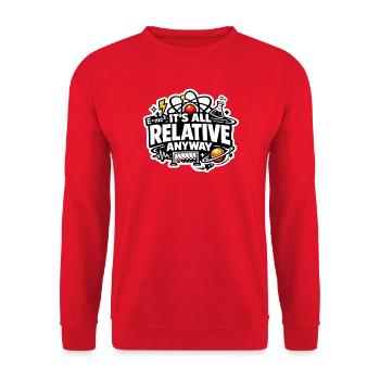 Its All Relative Anyway – Wissenschaft Humor - Unisex Pullover - Rot - Vorne - Alina (178cm) & Michal (187cm)