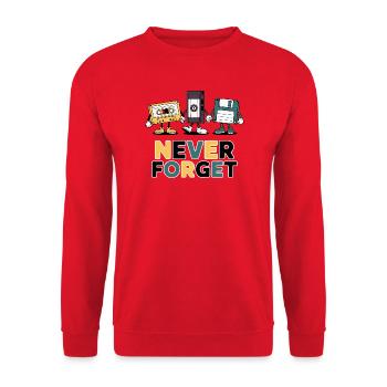Vergiss niemals Kassettennostalgie - Unisex Pullover - Rot - Vorne - Alina (178cm) & Michal (187cm)