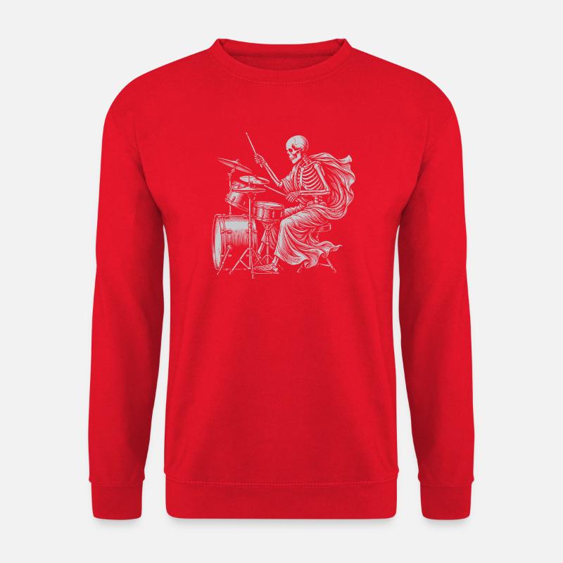 Skeleton Drummer with Cape - Unisex Sweatshirt - red