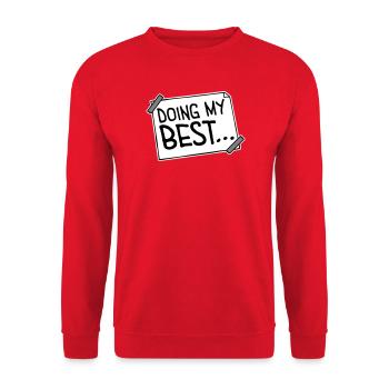 Doing My Best Lustig Ehrlich Motivational Spruch - Unisex Pullover - Rot - Vorne - Alina (178cm) & Michal (187cm)